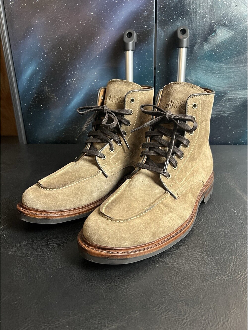 NEW Allen Edmonds Carter Moc Toe Weatherproof Boot 8.5 D Brown Suede Lace Up